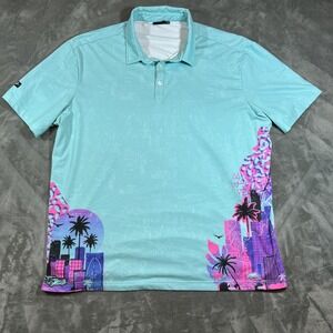 Sunday Swagger Polo Shirt Mens 2XL Blue Performance Golf Graphic Print
